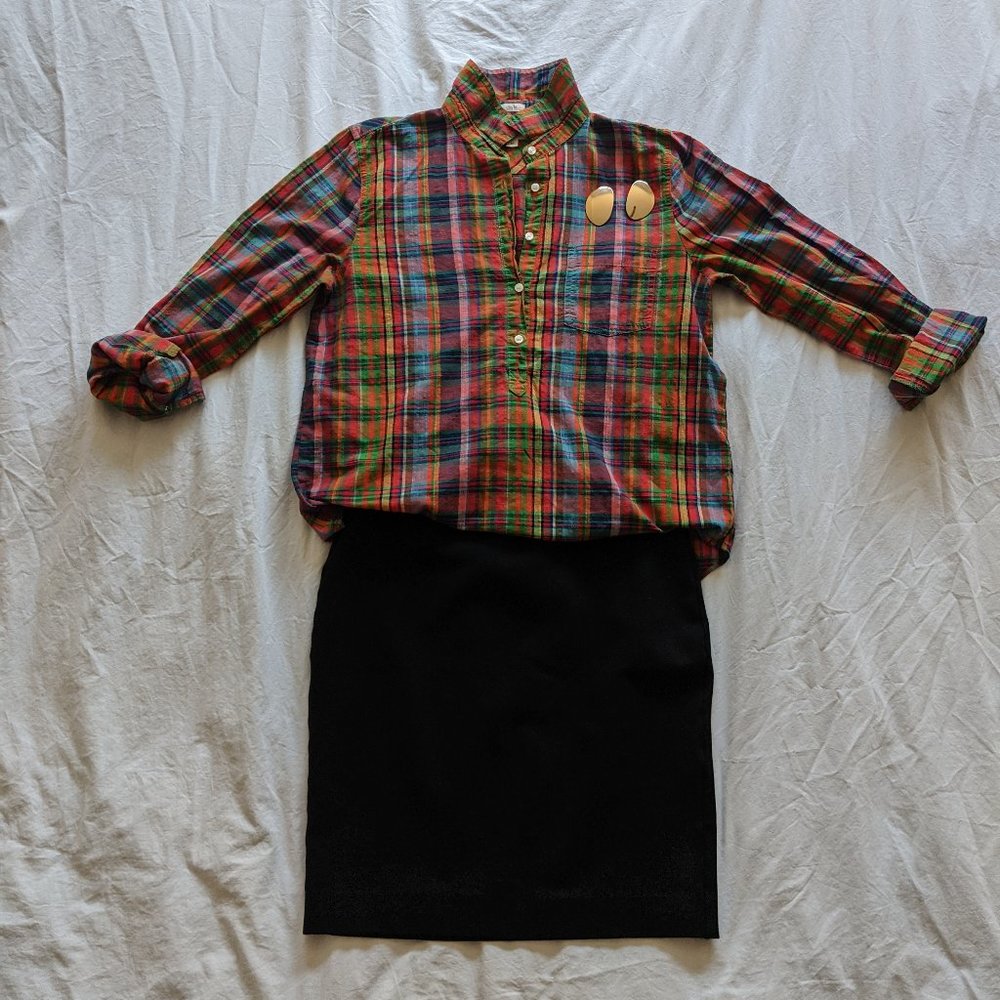 J. Crew 100% cotton Madras Popover